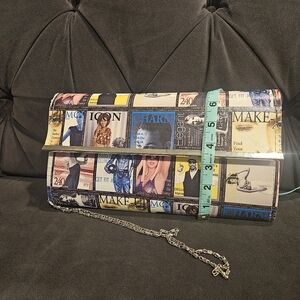 Magazine Print Clutch Purse in Multicolor